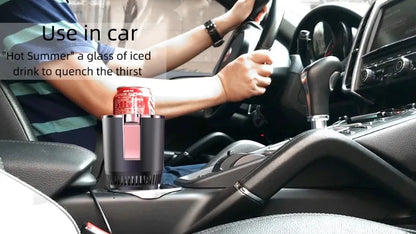 Smart Car 2-In-1 Hot And Cold Cup Drinks Holder Home Fast Refrigeration Cooling/Heating Mini Touch Screen Beverage Mug Drink Can